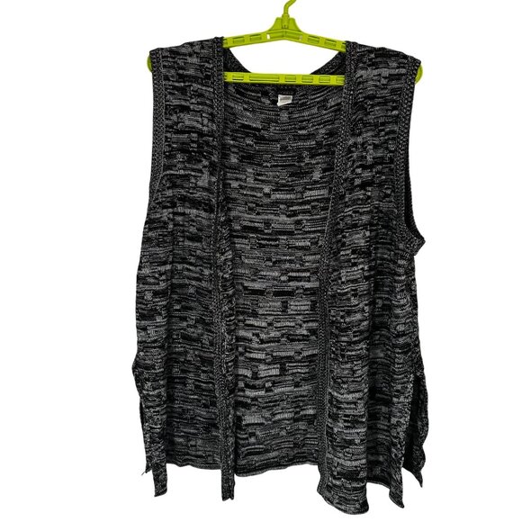 Salon Studio Black & White Basket Weave Knit Sleeveless Vest SZ XX Academia - Picture 2 of 9